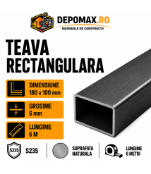 Teava rectangulara 180 x 100 x 6 mm, 6 metri